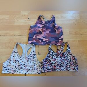 3 OLD NAVY active Teen Junior Sports Bra Size 14/16 Pink Purple White Racer A11